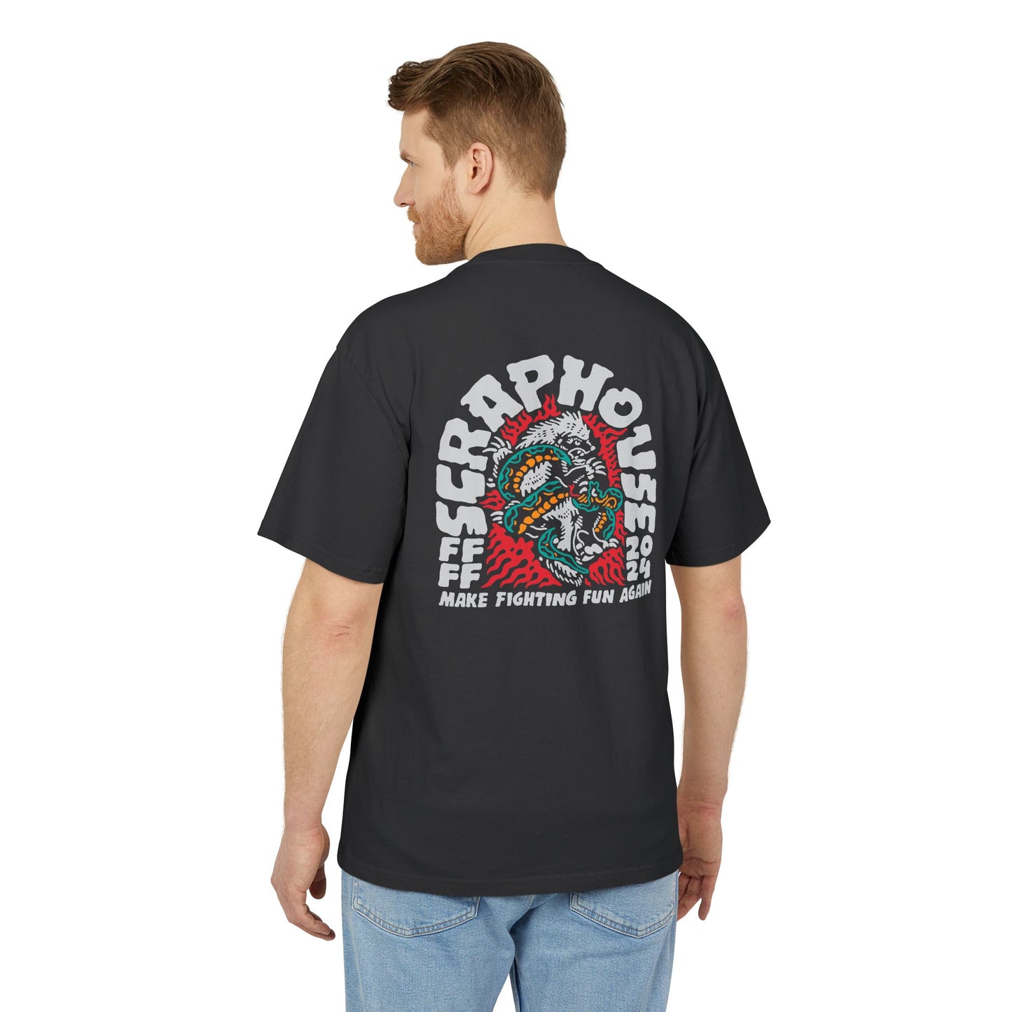 MAKE FIGHTING FUN AGAIN OVERSIZED TEE (FADED BLACK)