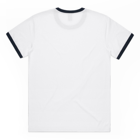 VINTAGE RINGER TEE - WHITE/NAVY